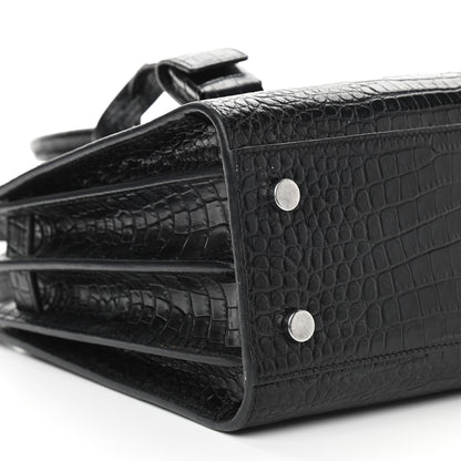 Saint Laurent Calfskin Crocodile Embossed Baby Sac De Jour Black 15 of 28