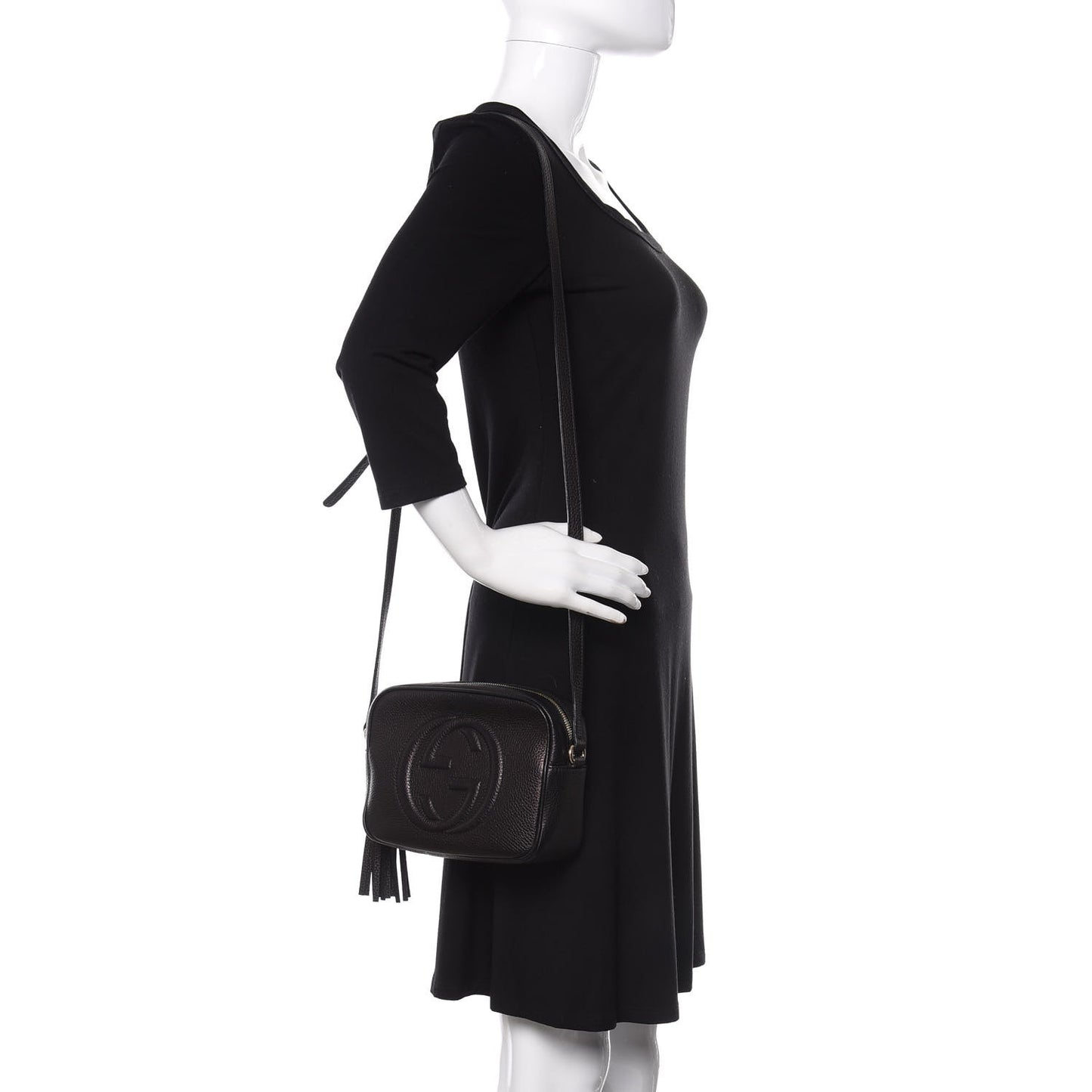 Pebbled Calfskin Small Soho Disco Bag Black