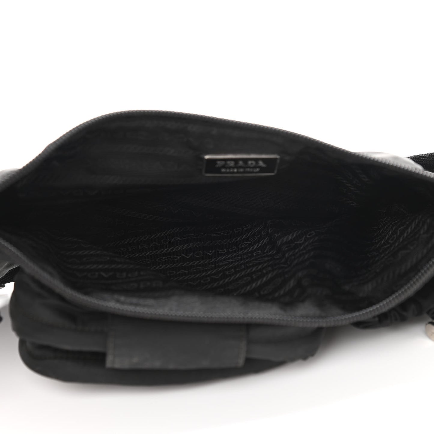 Nylon Metal Triple Pocket Belt Bag Black