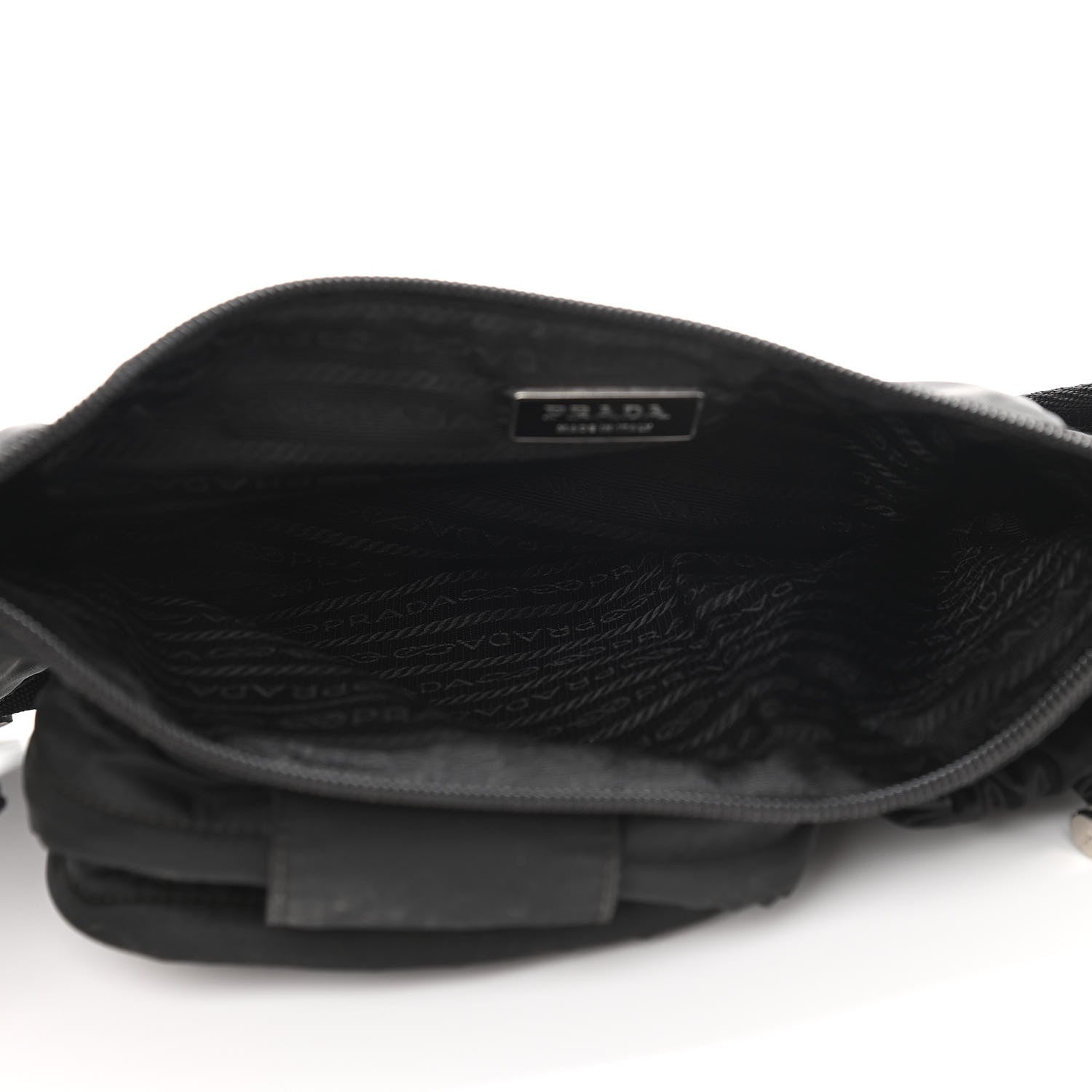 Prada Nylon Metal Triple Pocket Belt Bag Black 5 of 11