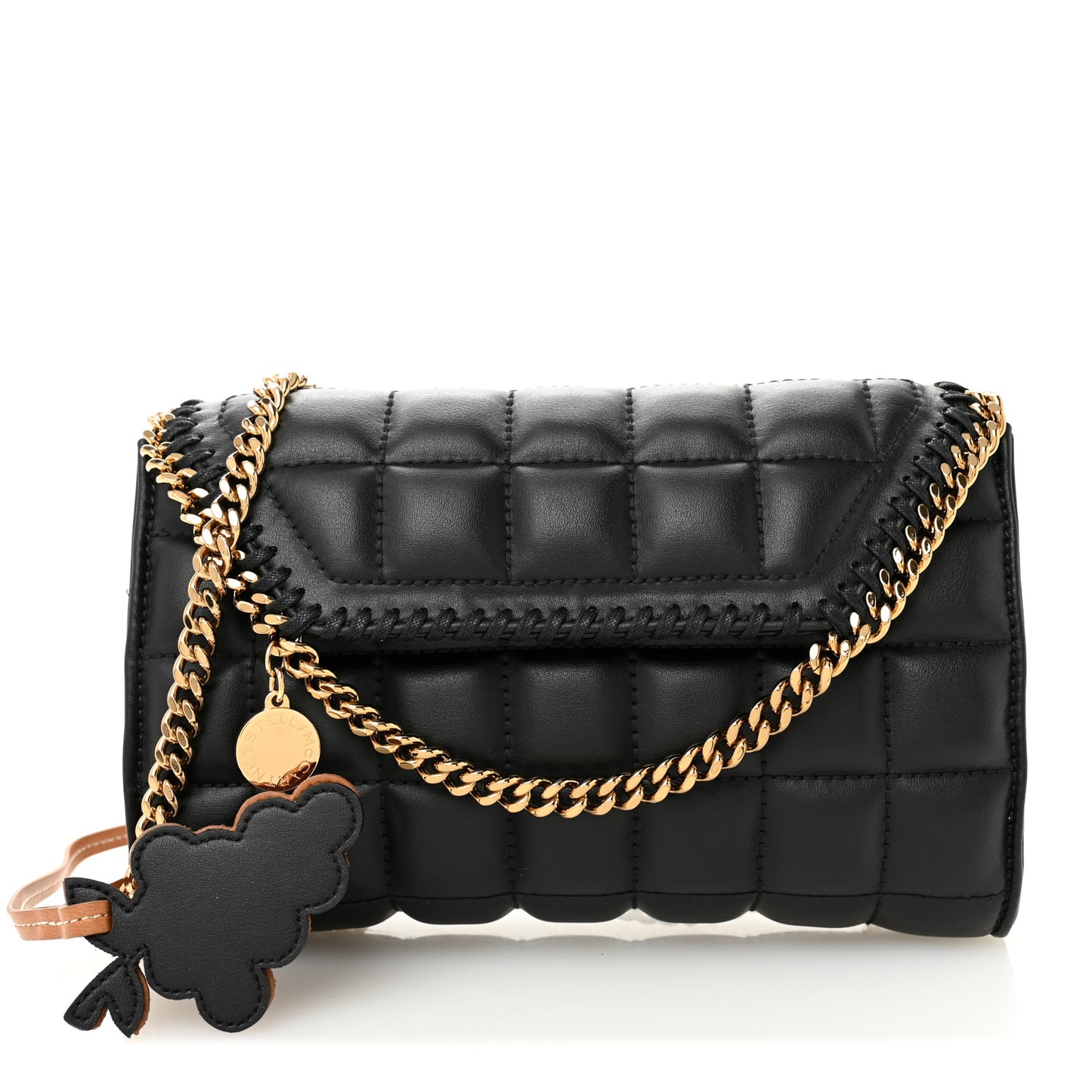 Vegan Leather Quilted Falabella Clutch with Chain Bag Black