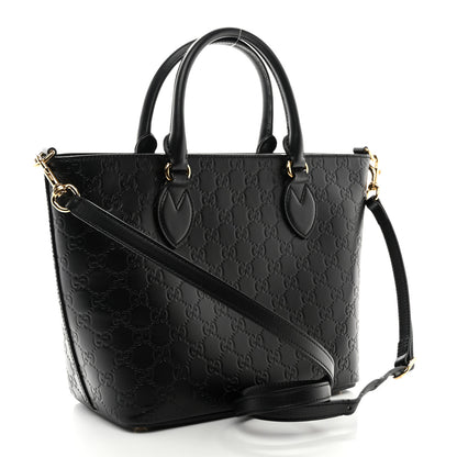 Gucci Guccissima Small Zippered Bucket Tote Black 3 of 11