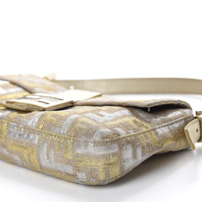 Fendi Metallic Lurex Zucca Baguette Gold Silver 7 of 11