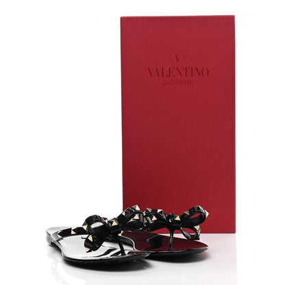 Valentino Garavani PVC Jelly Rockstud Bow Thong Sandals 38 Black 8 of 8