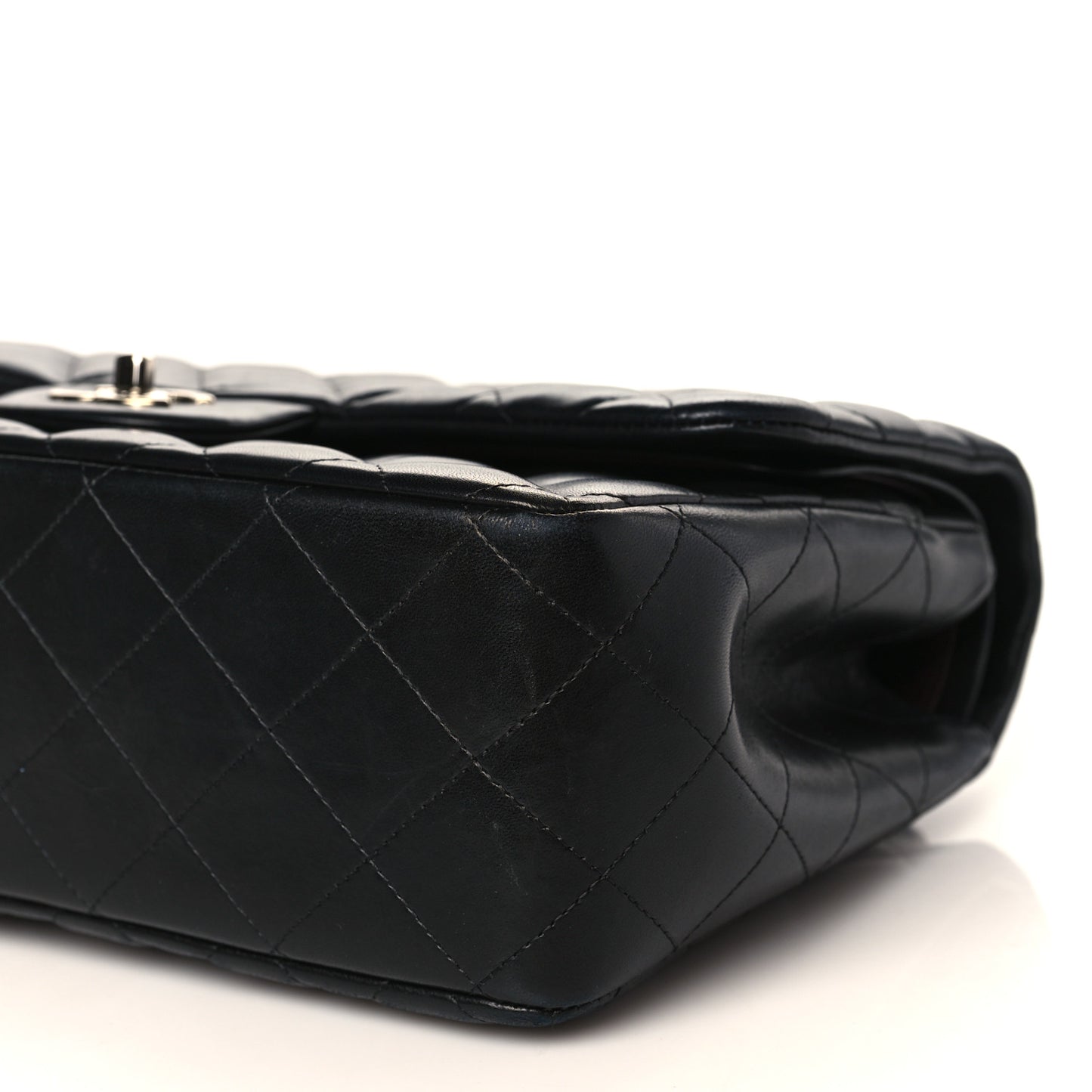 Lambskin Quilted Jumbo Double Flap Black