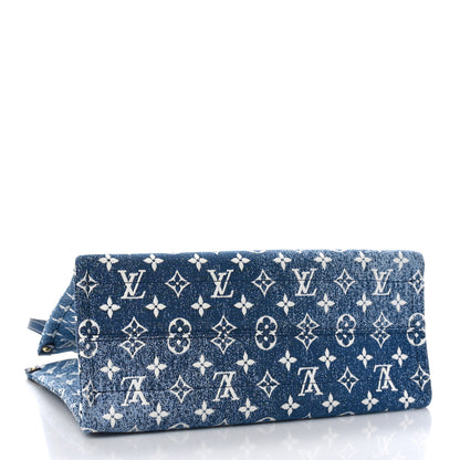 Louis Vuitton Monogram Jacquard Denim Onthego MM Bleu 4 of 8