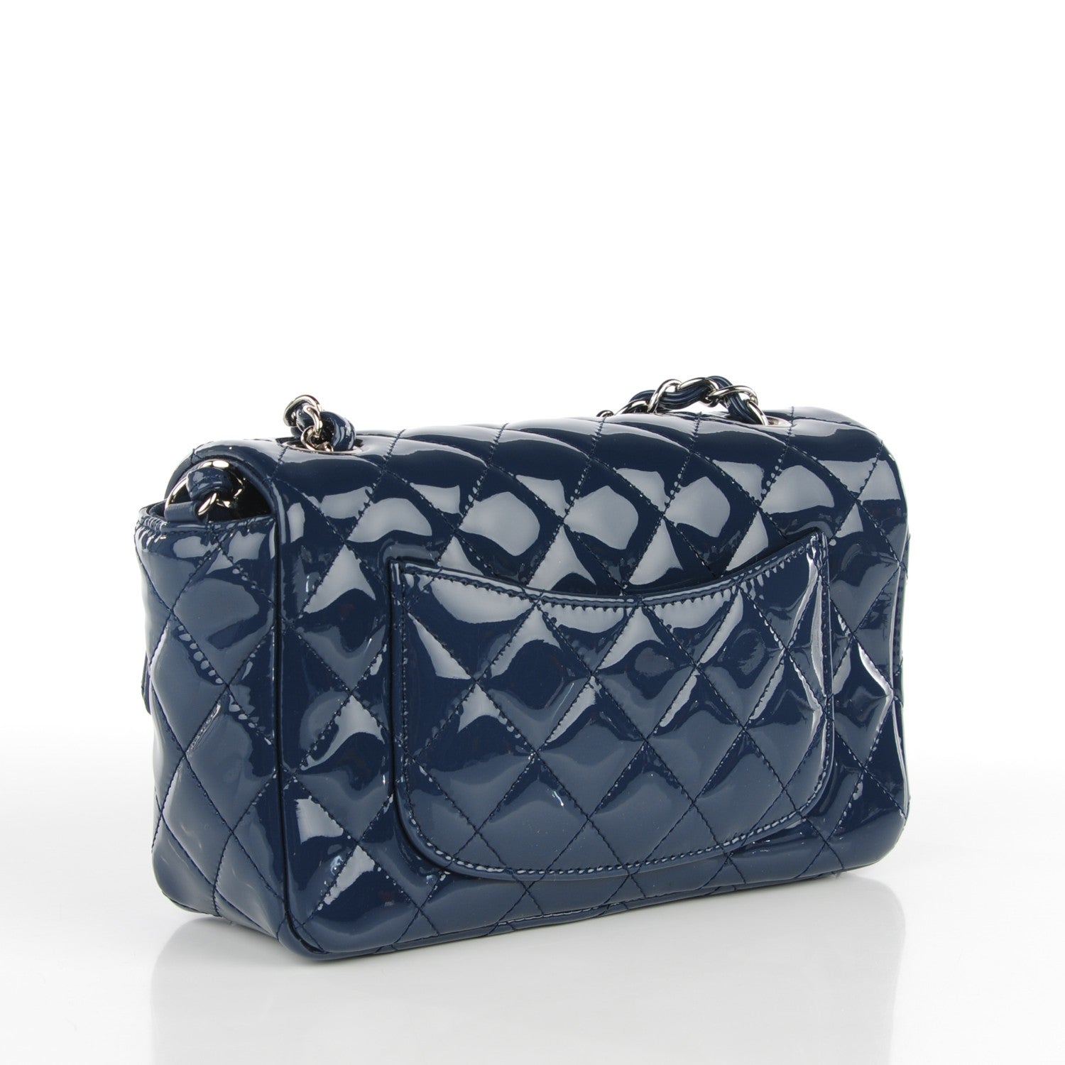 Chanel Patent Quilted Mini Rectangular Flap Navy Blue 3 of 8