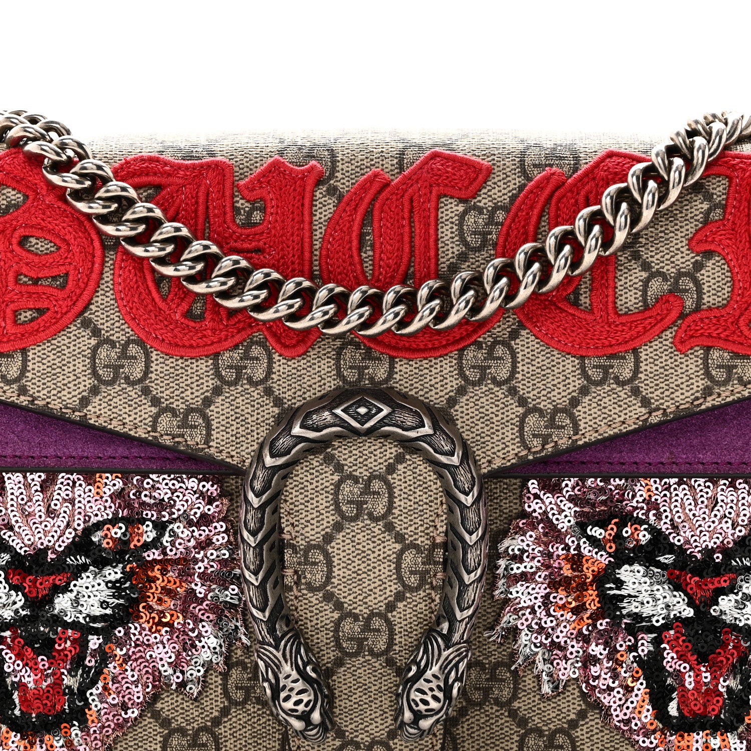 Gucci GG Supreme Monogram Embroidered Small Dionysus Shoulder Bag Purple 8 of 10