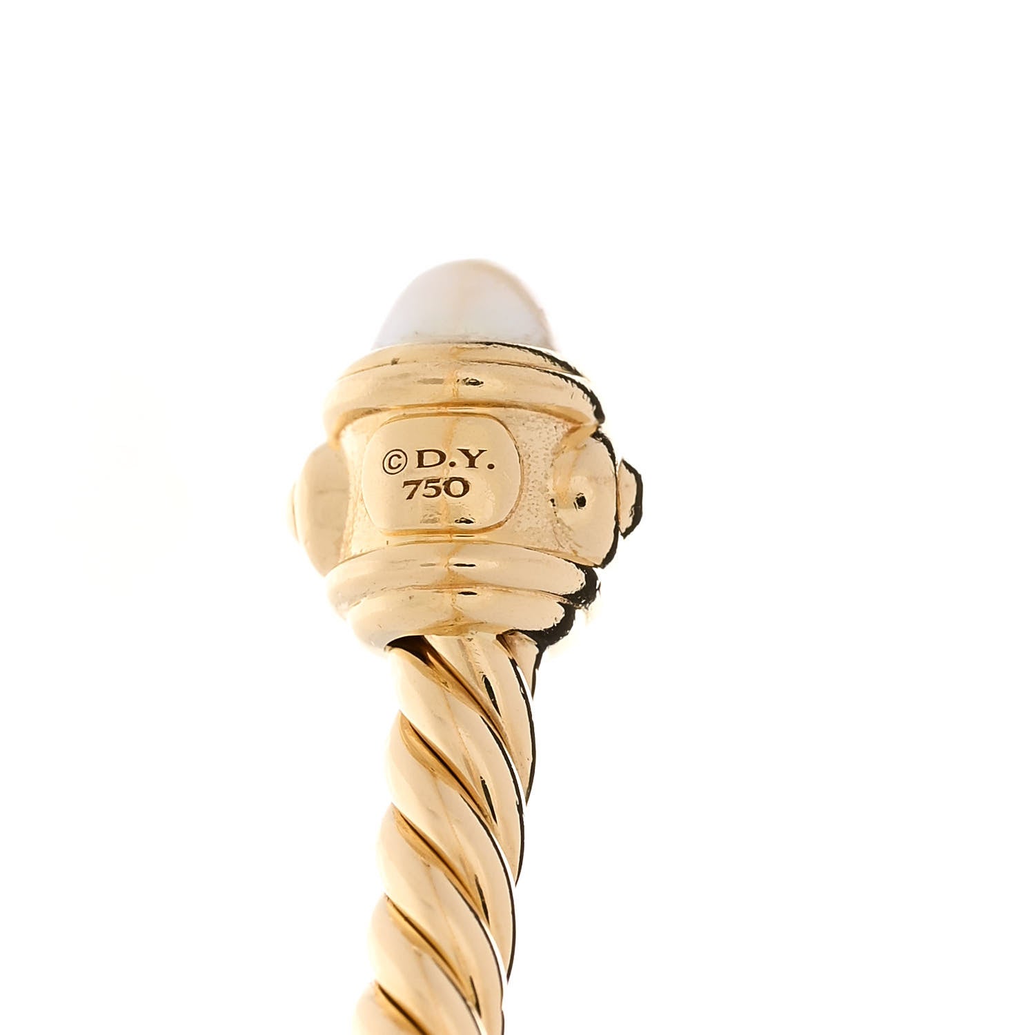 David Yurman 18K Yellow Gold Pearl Diamond 3.5mm Renaissance Bracelet 3 of 5