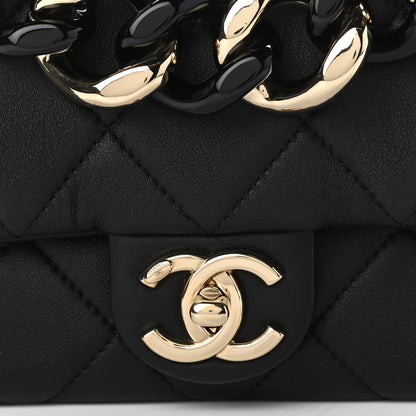 Chanel Lambskin Quilted Resin Bi-Color Chain Flap Bag Black 10 of 12
