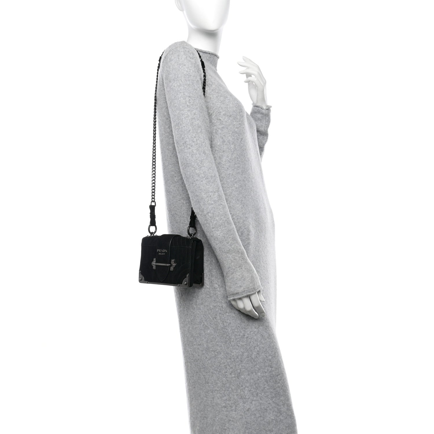 Prada Velvet Impuntu Cahier Bag Black 2 of 9