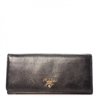 Prada Vitello Daino Antik Continental Flap Wallet Piombo 1 of 10