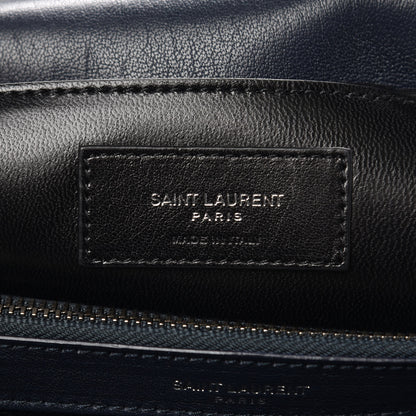 Saint Laurent Sheepskin Matelasse Chevron Monogram Large College Satchel Deep Marine 7 of 10