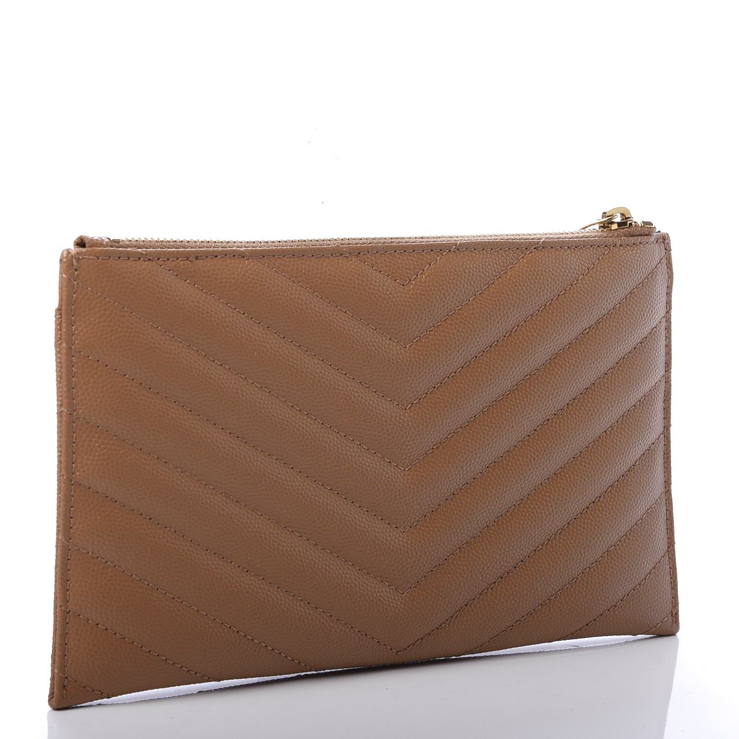 Saint Laurent Grain De Poudre Chevron Monogram Bill Pouch Dune 3 of 8