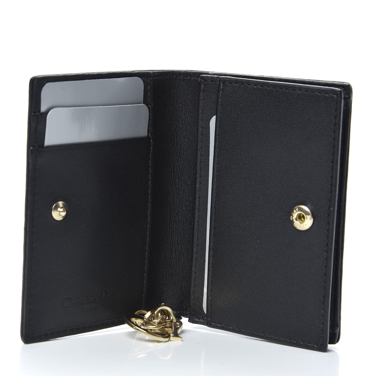 Christian Dior Lambskin Cannage Small Lady Dior Flap Card Holder Black 5 of 8