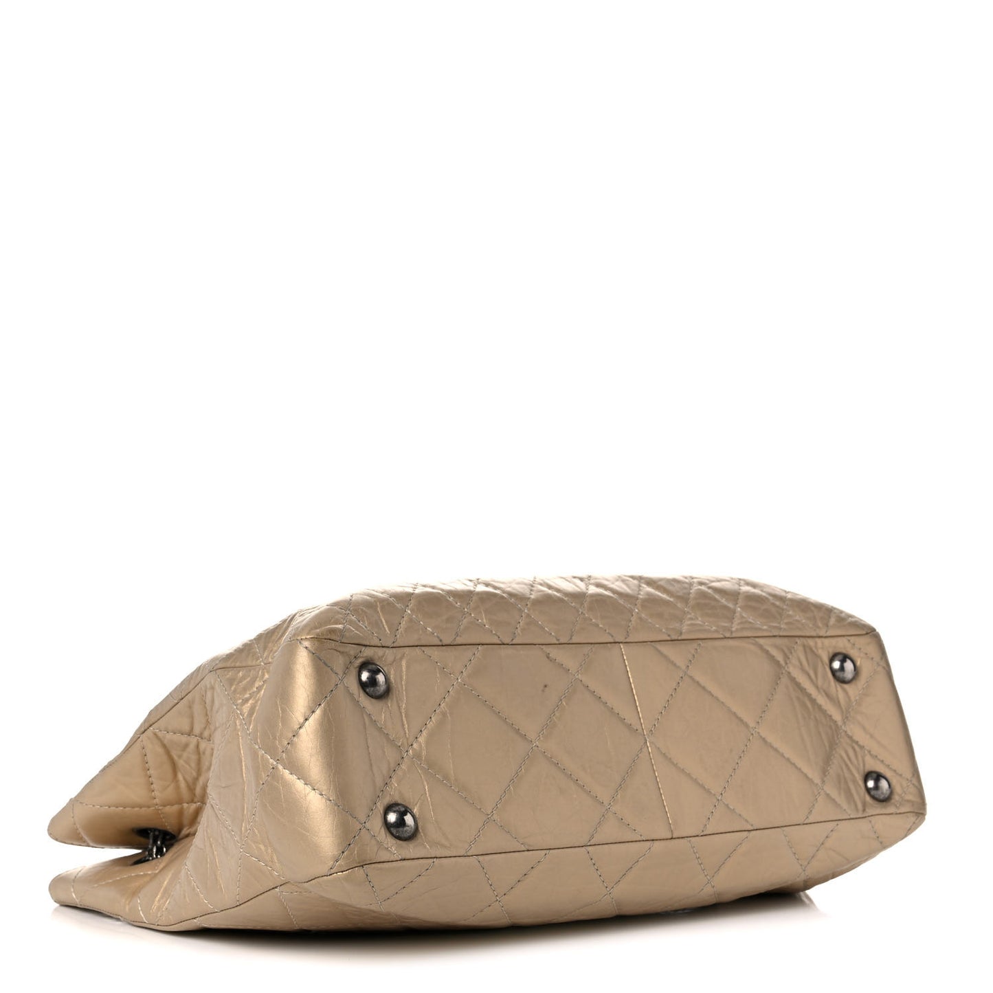 Metallic Aged Calfskin Quilted Reissue 2.55 Tote Light Gold