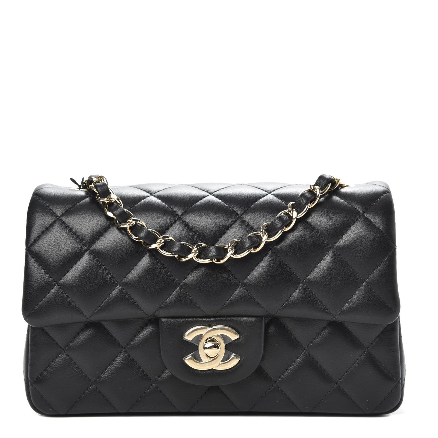 Lambskin Quilted Mini Rectangular Flap Black