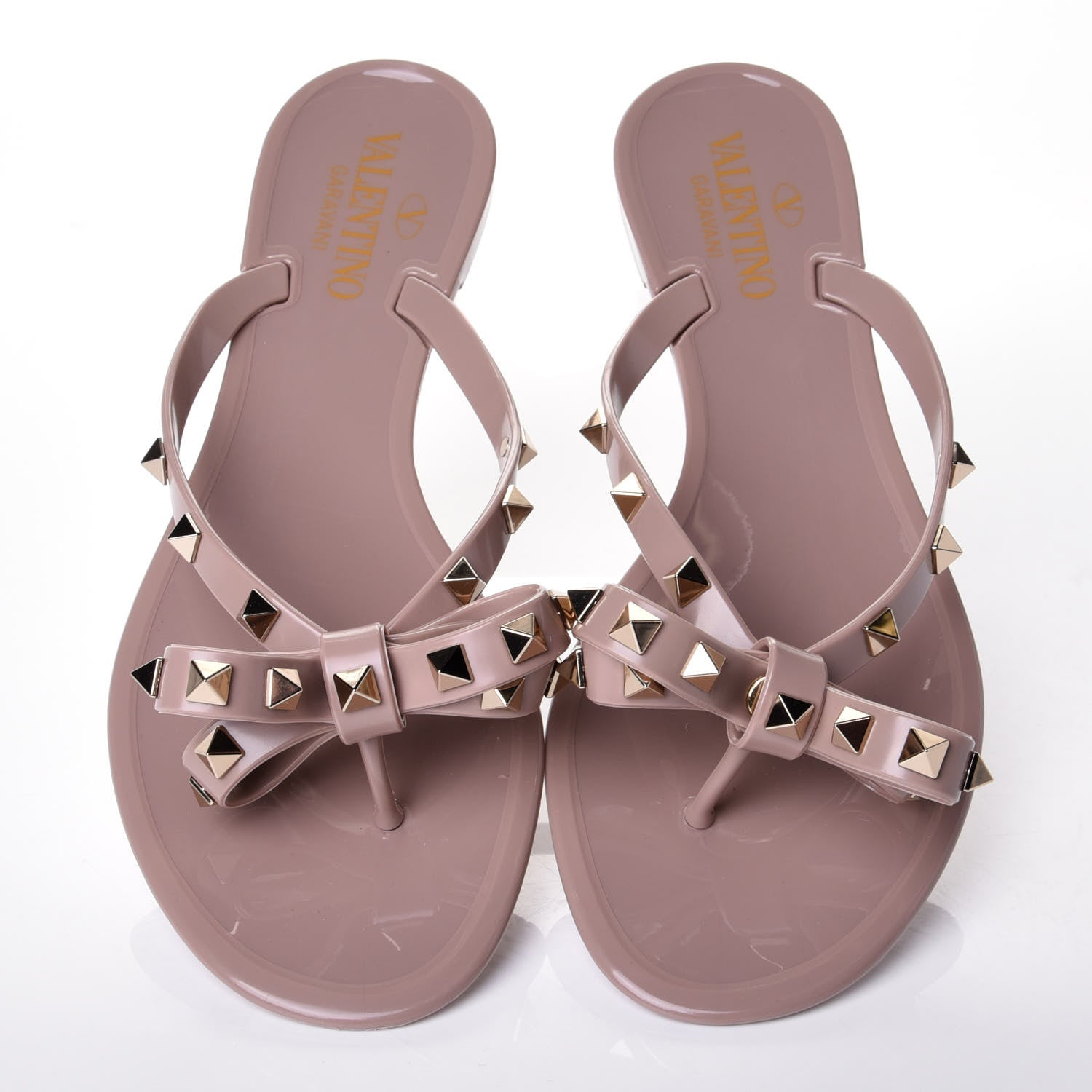 Valentino Garavani PVC Jelly Rockstud Bow Thong Sandals 38 Poudre 5 of 10