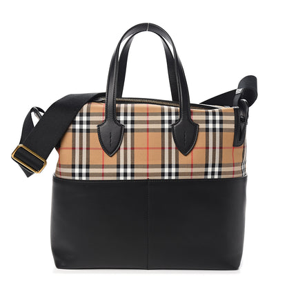 Burberry Calfskin Vintage Check Kingswood Achly Diaper Bag Black 1 of 13