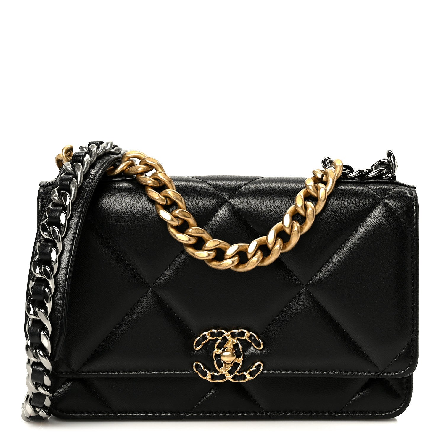 Chanel Lambskin Quilted Chanel 19 Wallet On Chain WOC Black 1 of 12