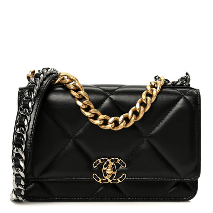 Chanel Lambskin Quilted Chanel 19 Wallet On Chain WOC Black 1 of 12