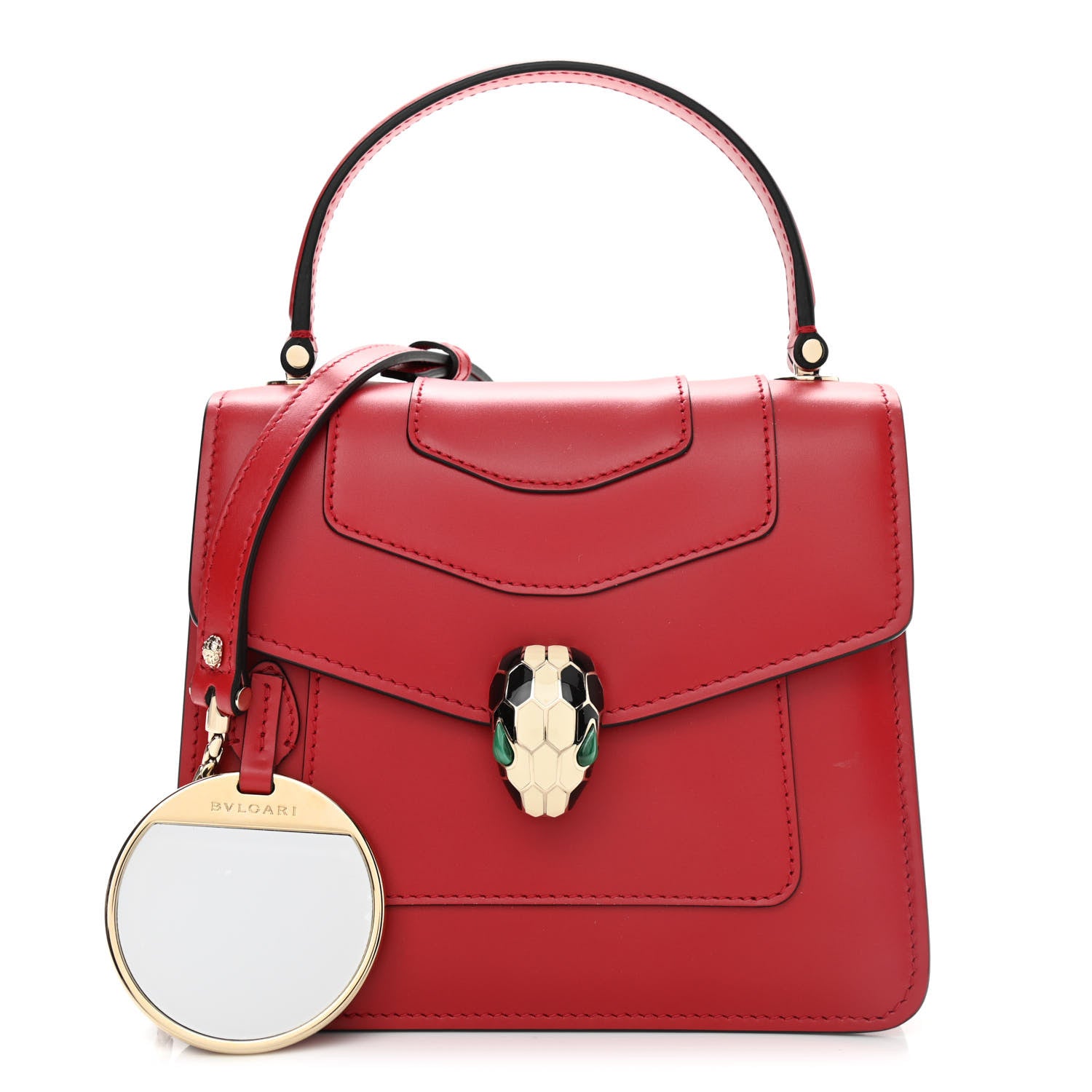 Bulgari Calfskin Serpenti Forever Top Handle Red 1 of 10