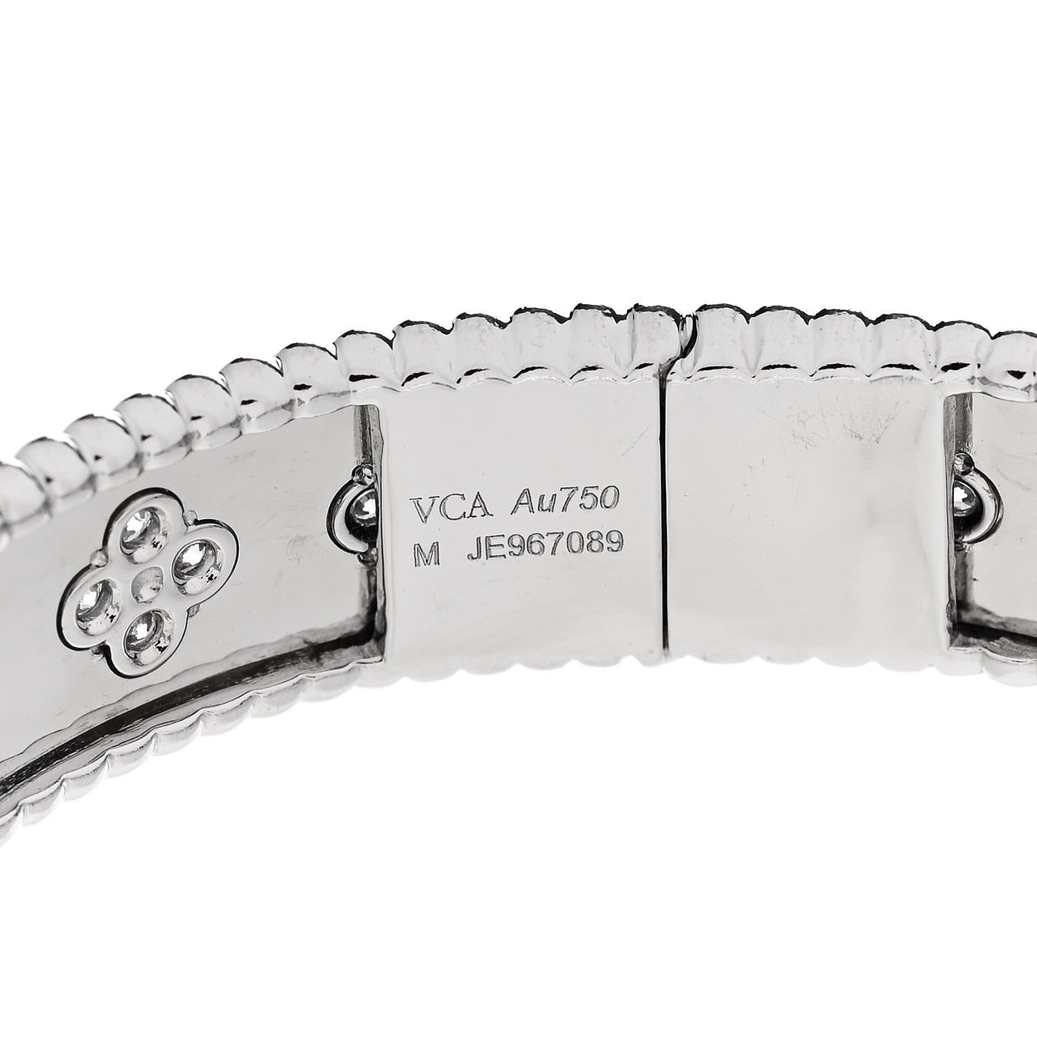 Van Cleef & Arpels 18K White Gold Diamond Perlee Clovers Bangle Bracelet M 3 of 3