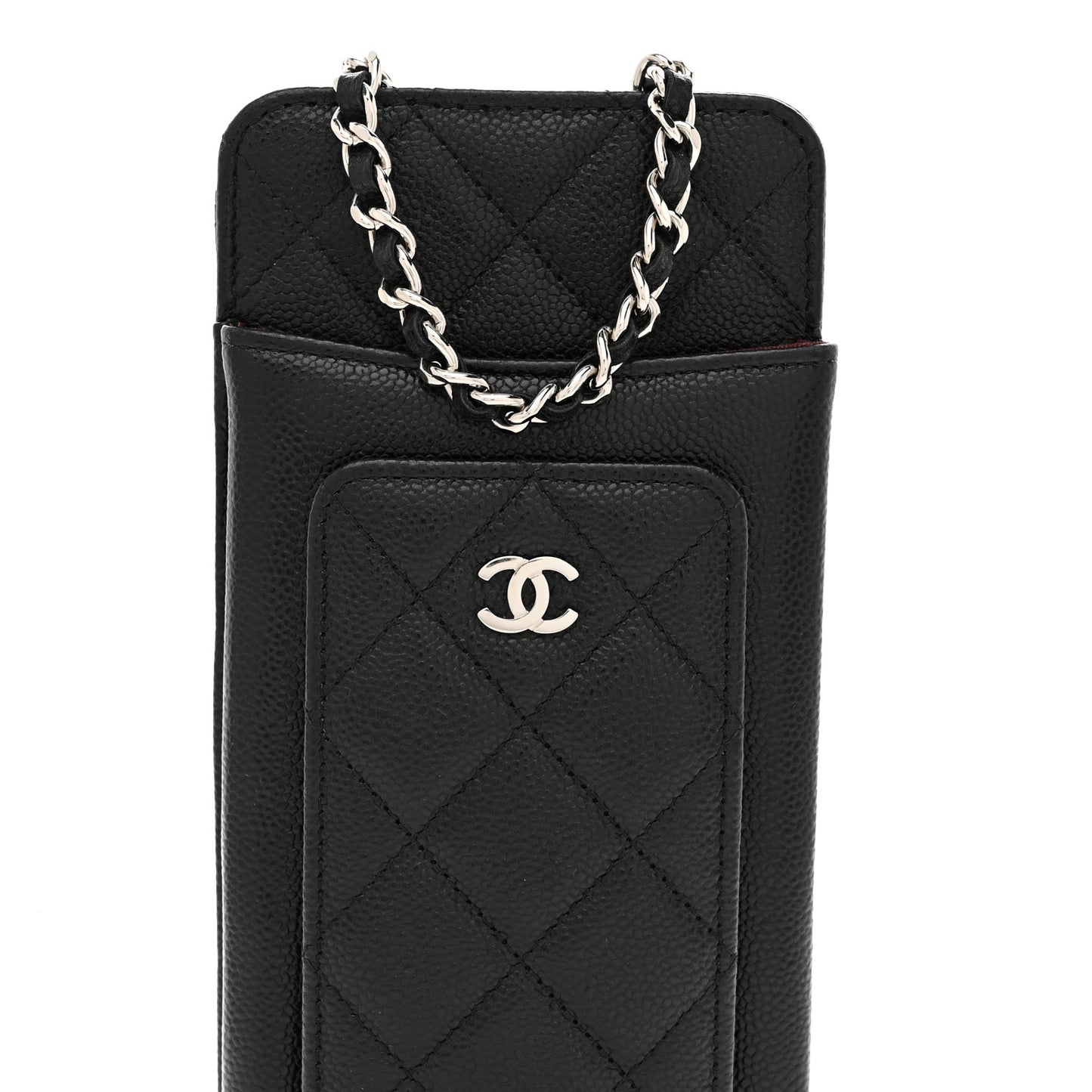 Caviar Quilted Zip Phone Case Black