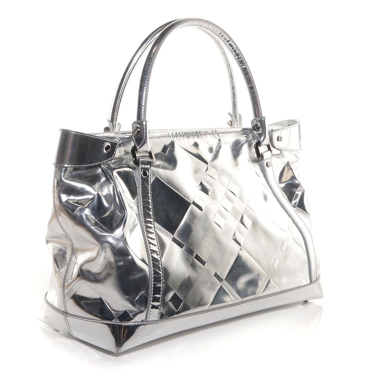 Patent Check Embossed Ember Tote Silver