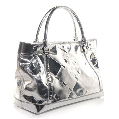 Burberry Patent Check Embossed Ember Tote Silver 3 of 8