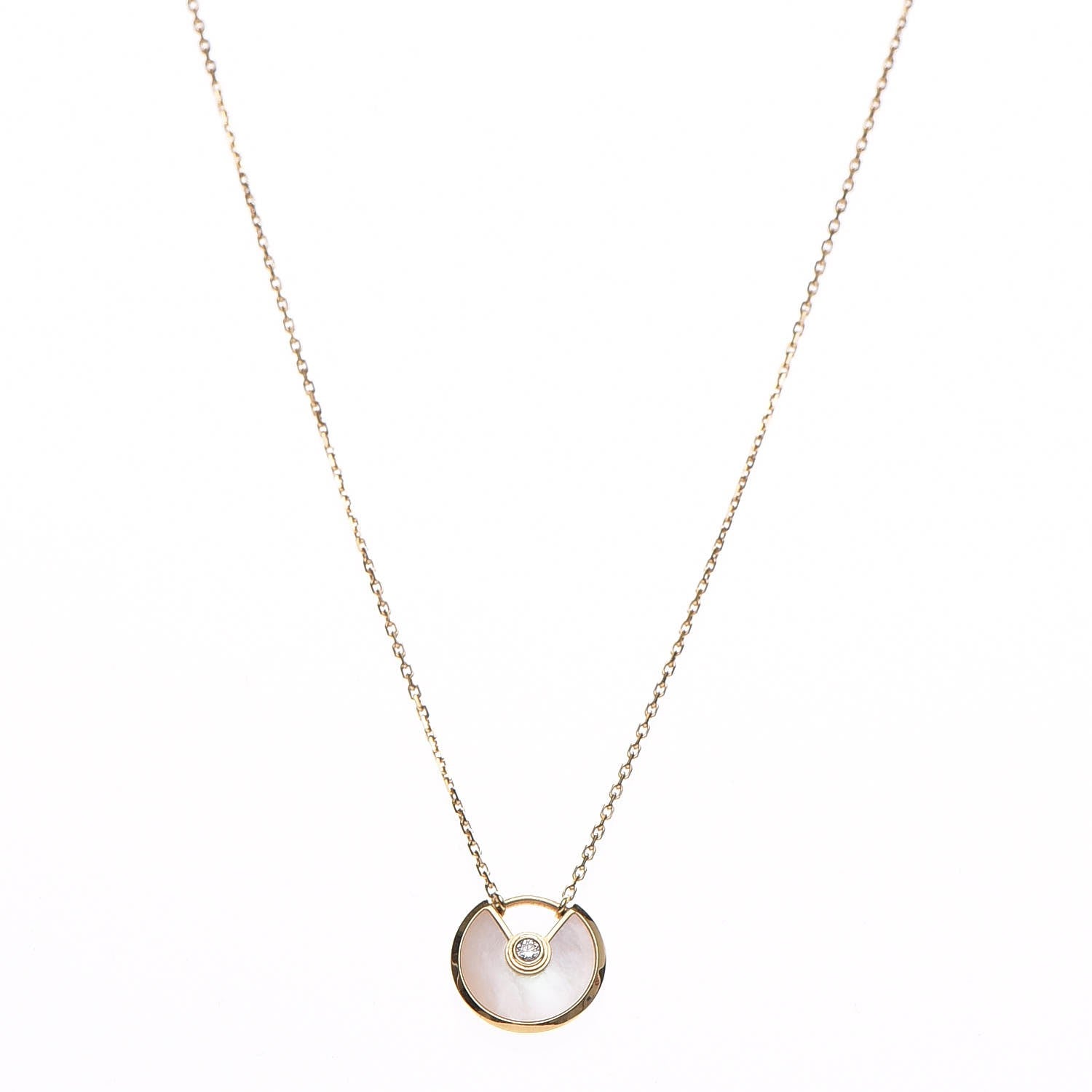 Cartier 18K Yellow Gold Diamond Mother of Pearl XS Amulette de Cartier Pendant Necklace 1 of 7