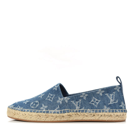 Louis Vuitton Monogram Denim Starboard Espadrille Flats 37.5 Blue 1 of 9
