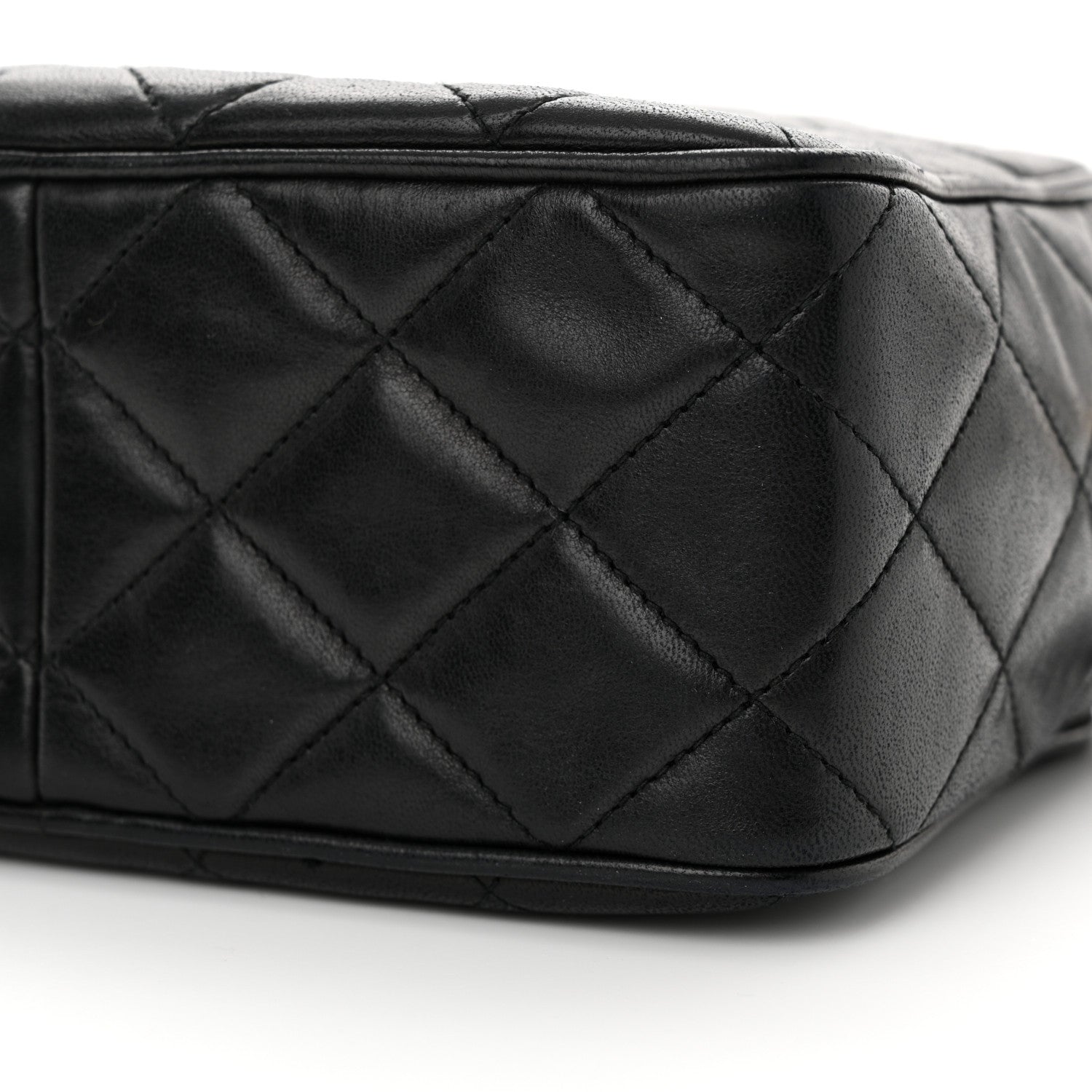 Chanel Lambskin Quilted Small Diamond CC Camera Case Black 12 of 15