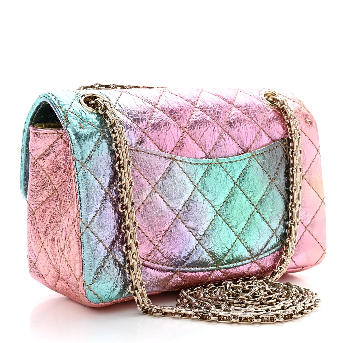 Metallic Goatskin Quilted Mini 2.55 Reissue Flap Multicolor