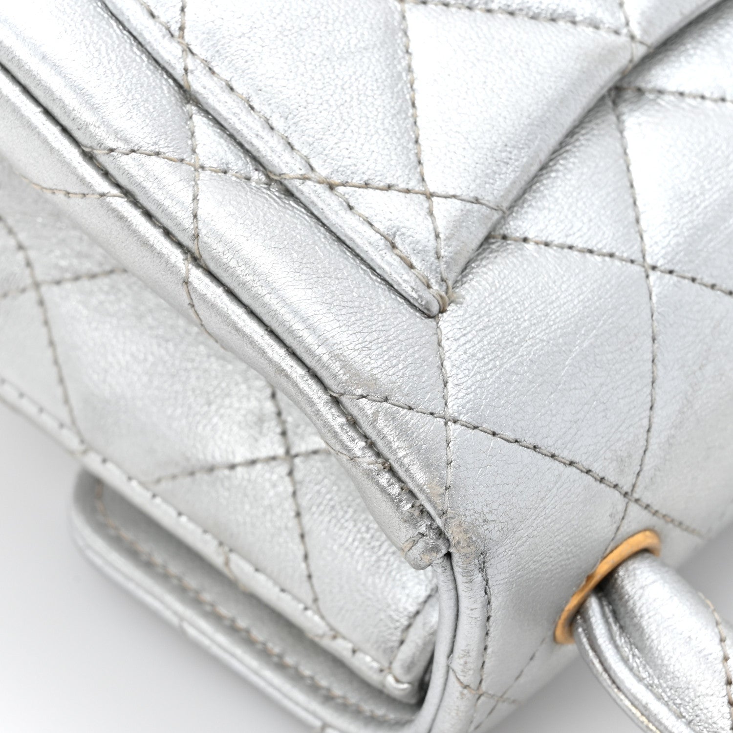 Chanel Metallic Lambskin Quilted Mini Kelly Silver 16 of 17