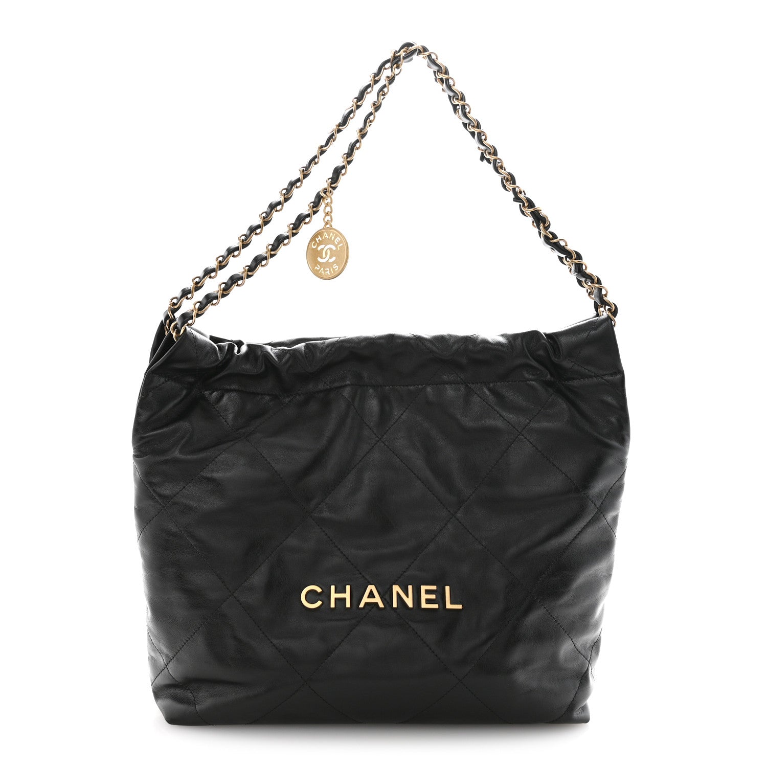 Chanel Shiny Calfskin Quilted Small Chanel 22 Black 1 of 12