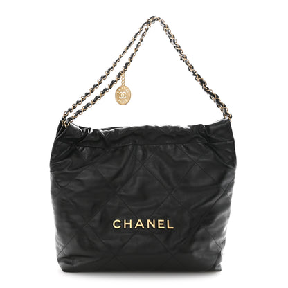 Chanel Shiny Calfskin Quilted Small Chanel 22 Black 1 of 12