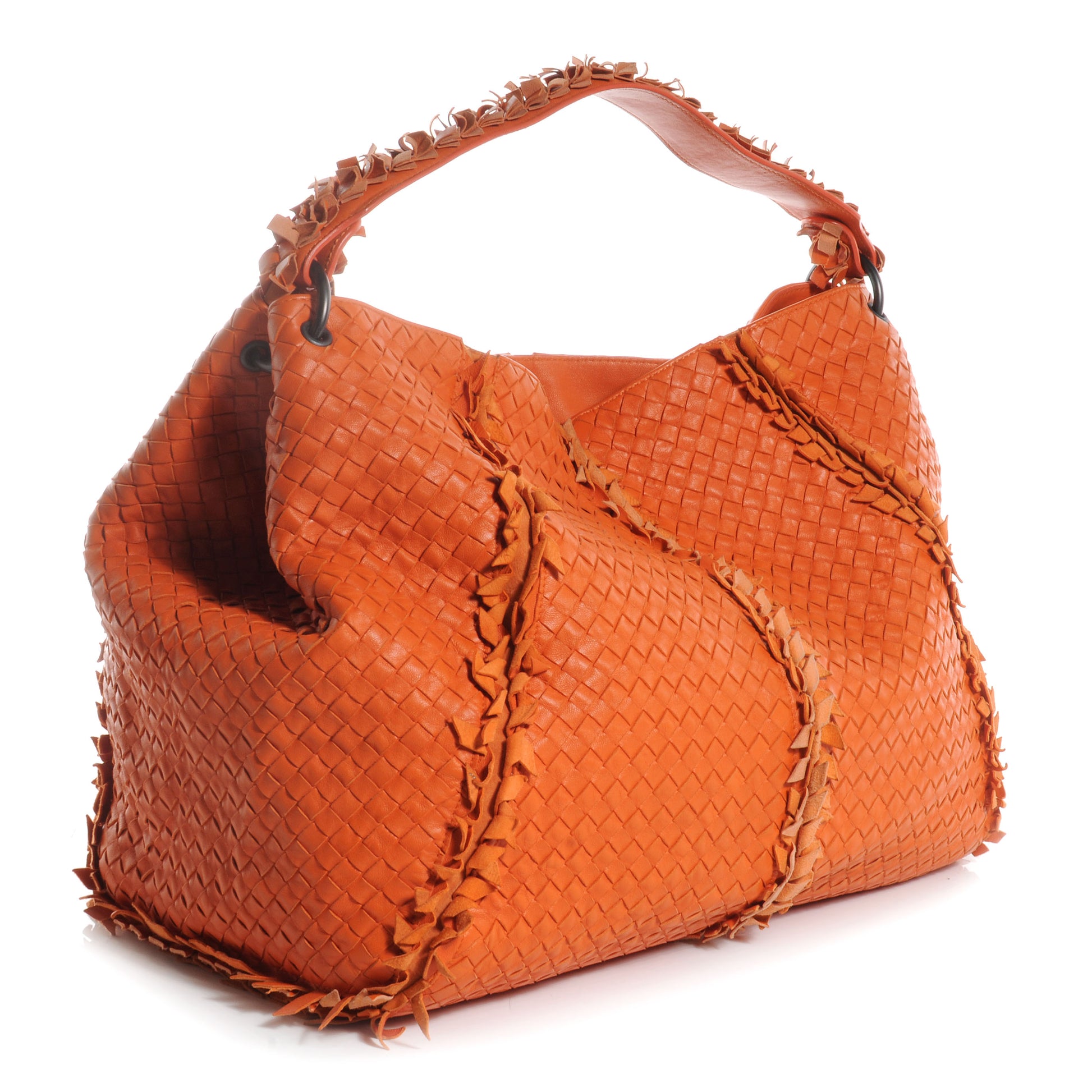 Bottega Veneta Nappa Intrecciato Large Franges Shoulder Bag Tangerine 3 of 8