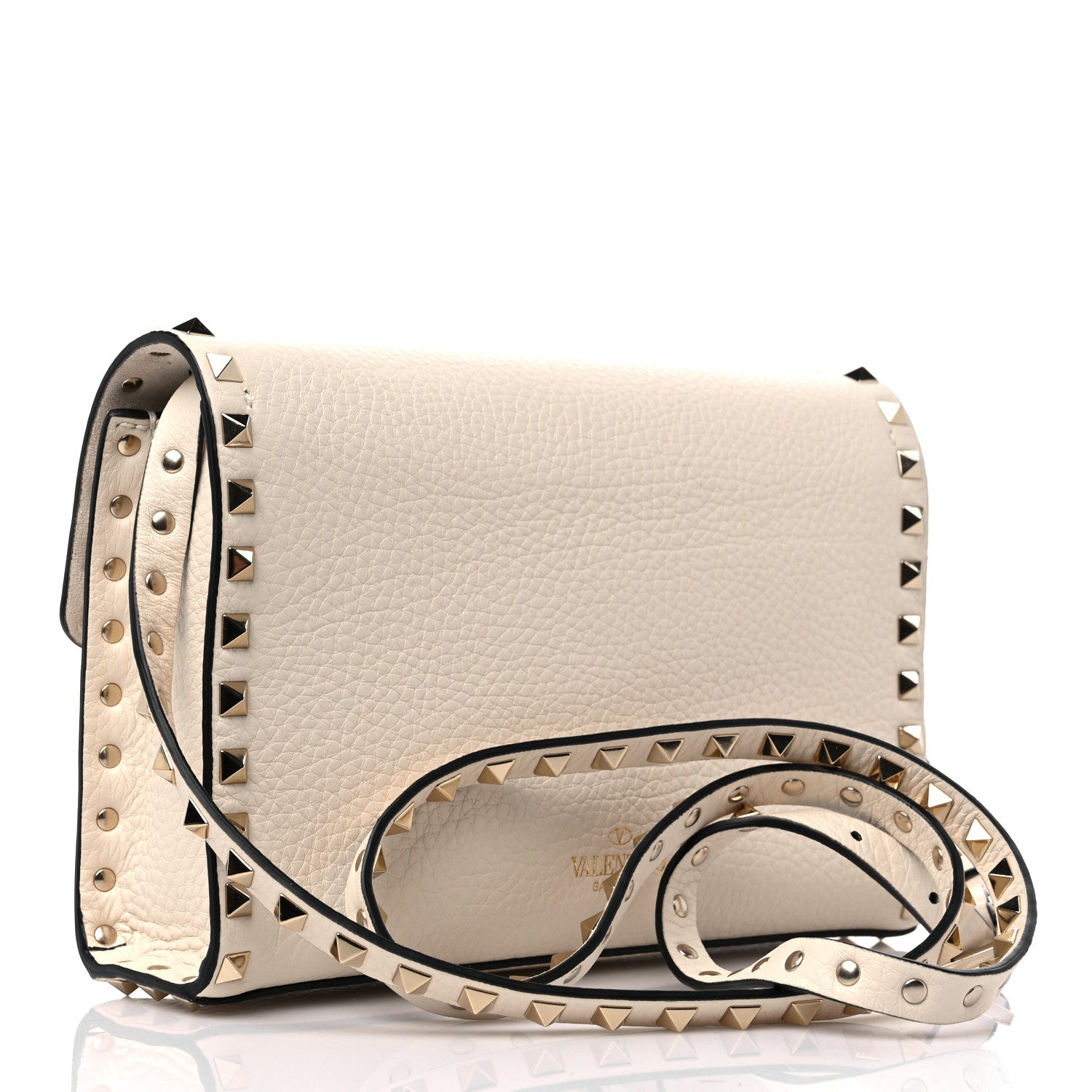 Valentino Garavani Pebbled Calfskin Medium Rockstud Flip Lock Crossbody Bag Light Ivory 3 of 8