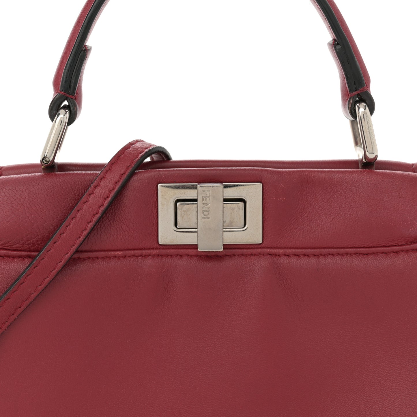 Nappa Elaphe Monster Eyes Mini Peekaboo Iconic Satchel Ruby Bois de Rose Natural