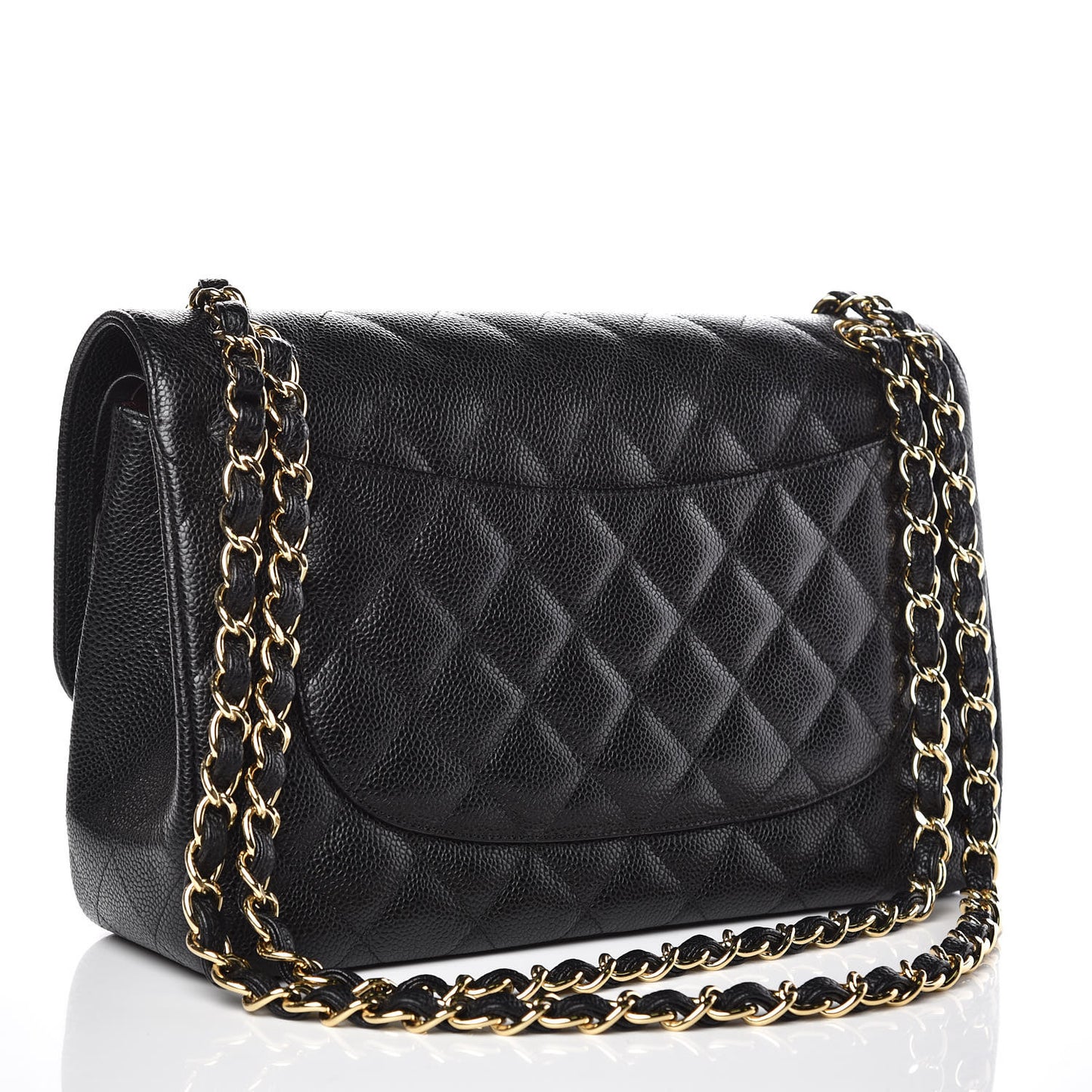 Caviar Quilted Jumbo Double Flap Black
