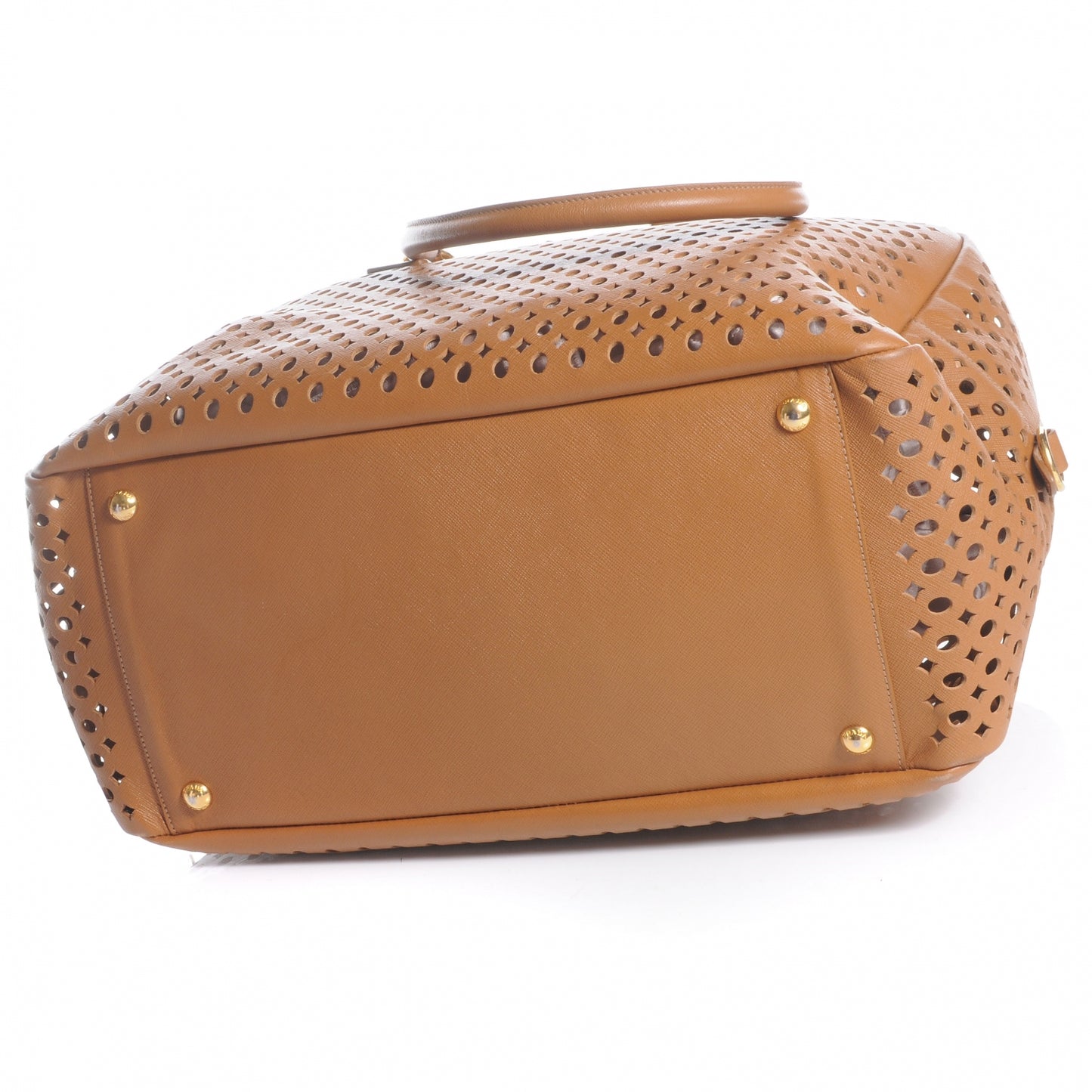 Saffiano Perforated Bowler Caramel