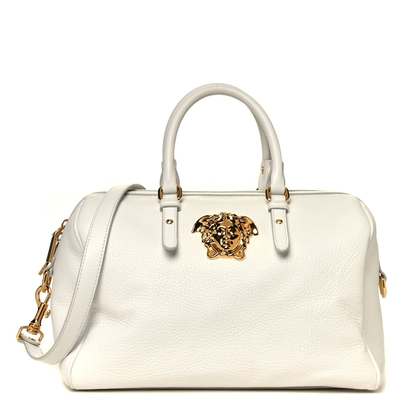 Grained Calfskin Palazzo Bowler White