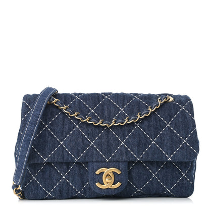 Chanel Denim Quilted Medium Denim Trip Single Flap Blue 1 of 9