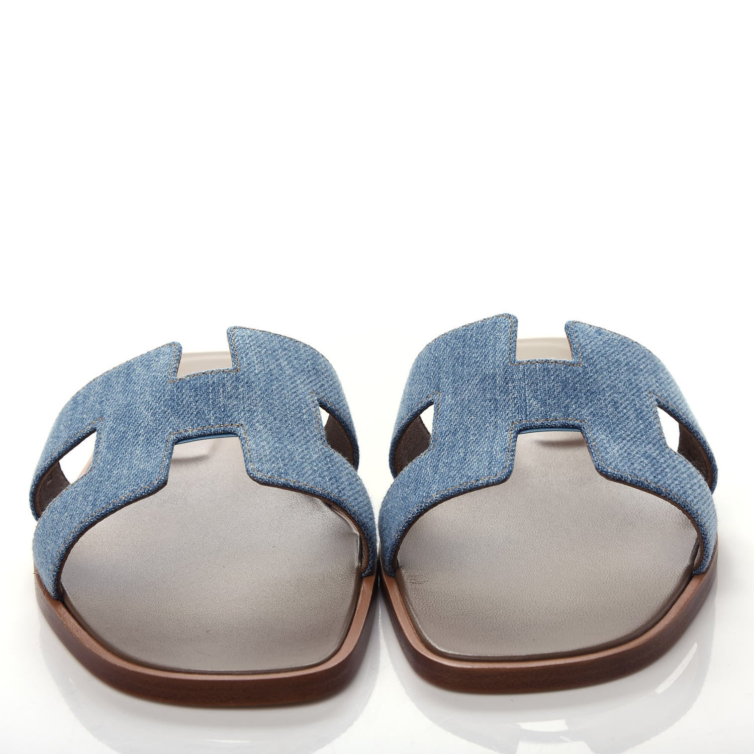 Hermes Denim Canvas Oran Sandals 38.5 Bleu Clair 5 of 10
