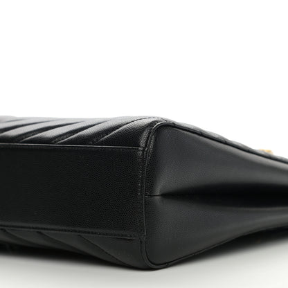Saint Laurent Grain De Poudre Matelasse Chevron Medium Tribeca Shopping Bag Black 11 of 11