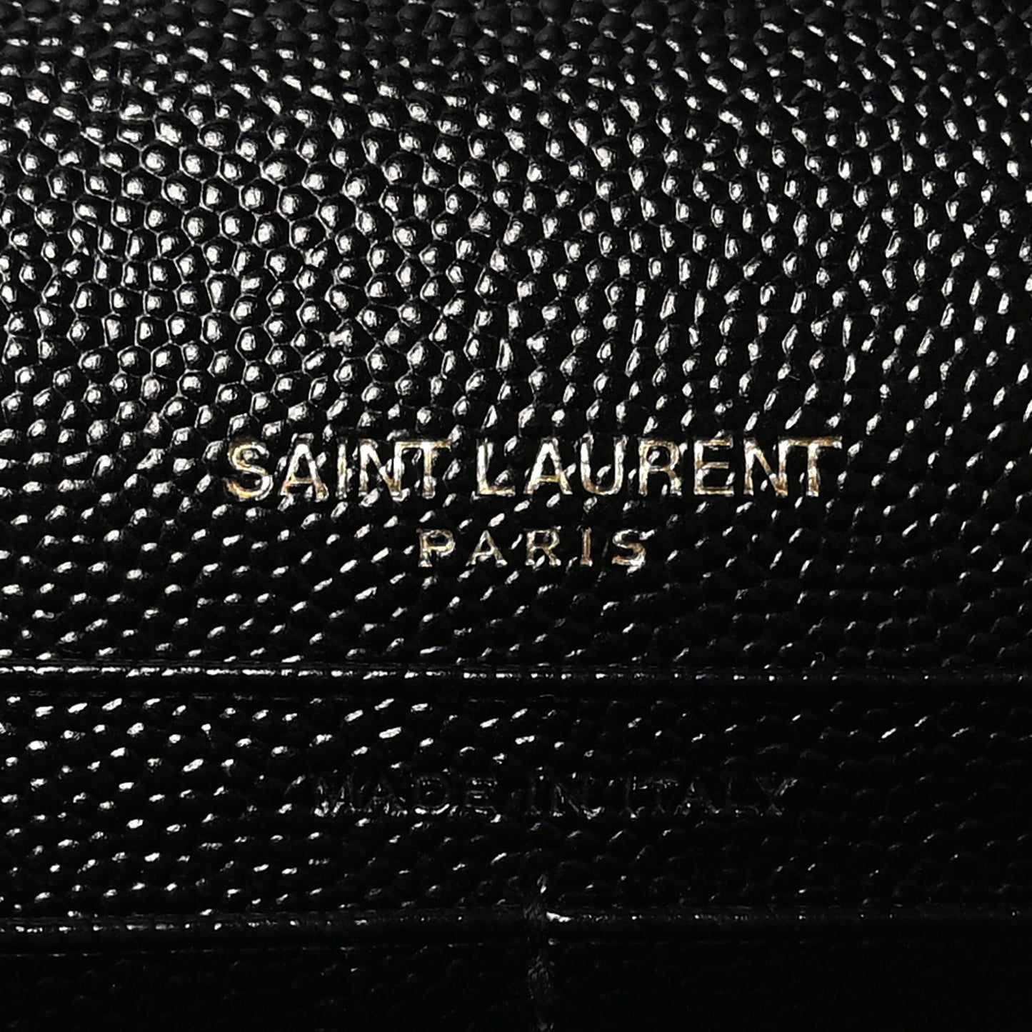 Grain De Poudre Matelasse Chevron Monogram Envelope Chain Wallet Black