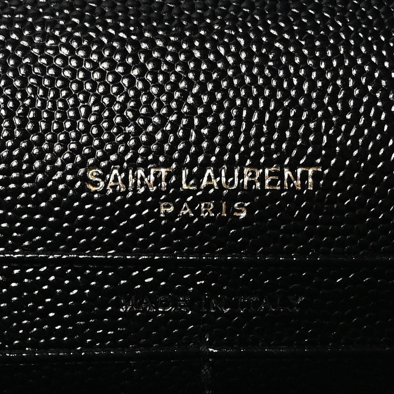 Saint Laurent Grain De Poudre Matelasse Chevron Monogram Envelope Chain Wallet Black 6 of 9