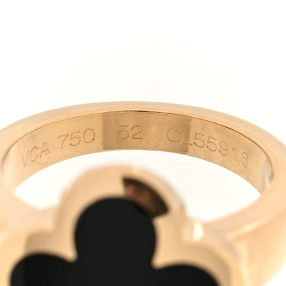 Van Cleef & Arpels 18K Yellow Gold Black Onyx Pure Alhambra Ring 52 6 4 of 4