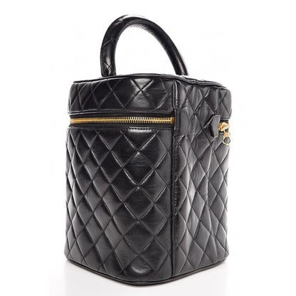 Chanel Lambskin Quilted Vanity Cosmetic Case Black 3 of 11